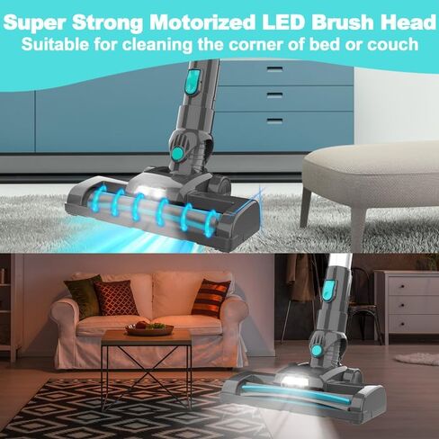 Cordless Vacuum Cleaner, 2024 New Upgrade Cordless Vacuum Cleaner, 25Kpa Cordless Vacuum Cleaner with 120000 RPM High-Speed Brushless Motor,35 Mins Rechargeable Battery for Hardwood Floor in Saudi Arabia