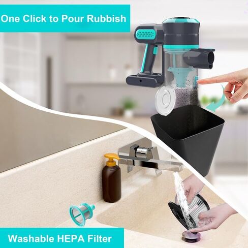 Cordless Vacuum Cleaner, 2024 New Upgrade Cordless Vacuum Cleaner, 25Kpa Cordless Vacuum Cleaner with 120000 RPM High-Speed Brushless Motor,35 Mins Rechargeable Battery for Hardwood Floor in Saudi Arabia