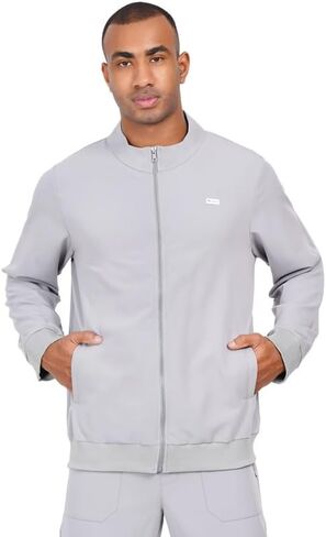 Scrub Jacket for Men Mock Neck, Regular Fit with 2 Pockets Super Soft Four-Way Stretch, Premium Medical/Health Care Uniform in Saudi Arabia