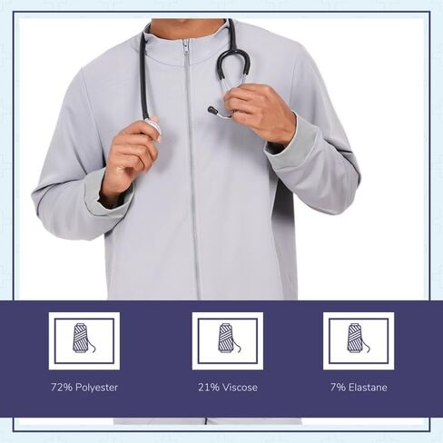 Scrub Jacket for Men Mock Neck, Regular Fit with 2 Pockets Super Soft Four-Way Stretch, Premium Medical/Health Care Uniform in Saudi Arabia