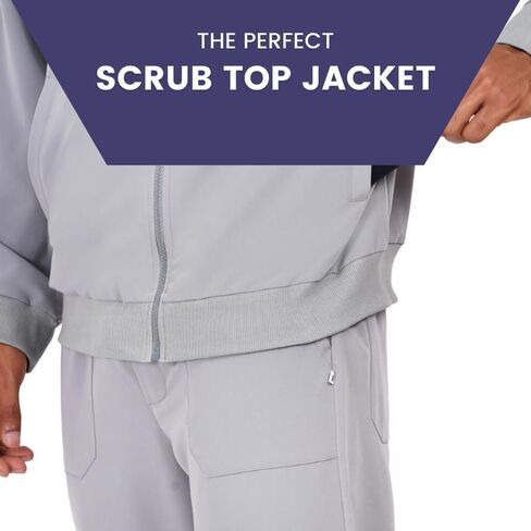 Scrub Jacket for Men Mock Neck, Regular Fit with 2 Pockets Super Soft Four-Way Stretch, Premium Medical/Health Care Uniform in Saudi Arabia