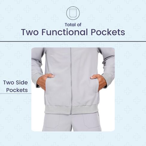 Scrub Jacket for Men Mock Neck, Regular Fit with 2 Pockets Super Soft Four-Way Stretch, Premium Medical/Health Care Uniform in Saudi Arabia
