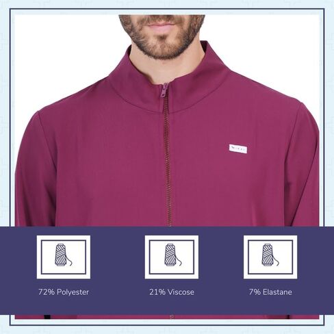 Scrub Jacket for Men Mock Neck, Regular Fit with 2 Pockets Super Soft Four-Way Stretch, Premium Medical/Health Care Uniform in Saudi Arabia
