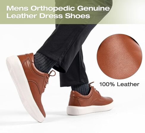 أحذية OrthoComfoot لتقويم العظام للرجال ذات عرض واسع عند أصابع القدم، أحذية أكسفورد جلدية مريحة لدعم قوس القدم لالتهاب اللفافة الأخمصية، أحذية مشي كاجوال لتقويم العظام لألم القدم والكعب in Kuwait