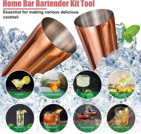 Bartender Kit with Stylish Stand, 12 Piece 20oz/25oz Boston Cocktail Shaker Set for Mixed Drink, Professional Stainless Steel Bar Set, Gift for Man Dad- Cocktail Recipes Booklet (Silver) in Saudi Arabia