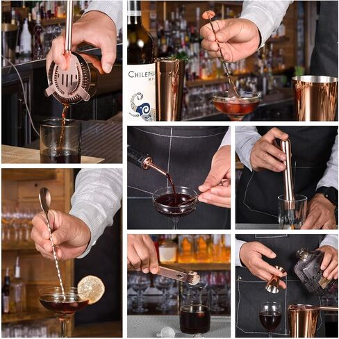 Bartender Kit with Stylish Stand, 12 Piece 20oz/25oz Boston Cocktail Shaker Set for Mixed Drink, Professional Stainless Steel Bar Set, Gift for Man Dad- Cocktail Recipes Booklet (Silver) in Saudi Arabia