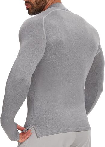 MISS MOLY Mens Long Sleeve Compression Shirt Workout Gym T-Shirt 1/4 Zip Up Dry Top Athletic Base Layer Sport Undershirt in Saudi Arabia