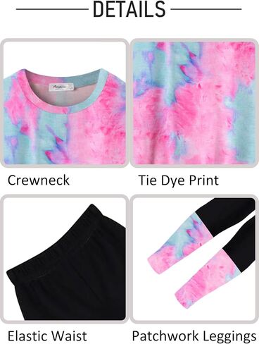 Arshiner Toddler Girls Clothes 2 Piece Outfit Sweatshirt Patchwork Leggings | Casual Clothing Sets Roundneck Long Sleeve Tops Fall Winter Sweatsuits in Saudi Arabia