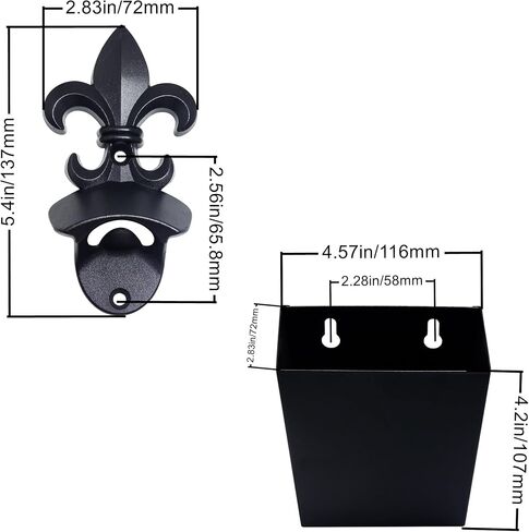 Fleur De Lis Beer Cap Opener Wall Mounted Soda Bottle Opener with Cap Catcher Drainage Antique Silver in Saudi Arabia
