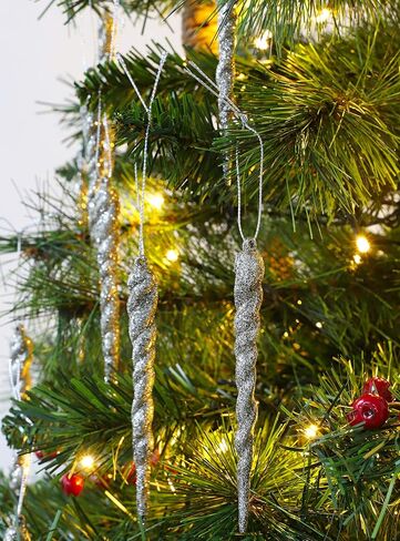 Christmas Concepts® 12cm Glitter Icicle Decorations - Luxury Christmas Tree Trims (Mint Green, Pack of 10) in Kuwait