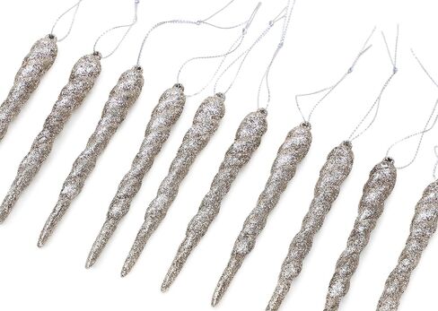 Christmas Concepts® 12cm Glitter Icicle Decorations - Luxury Christmas Tree Trims (Mint Green, Pack of 10) in Kuwait