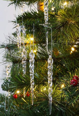 Christmas Concepts® 12cm Glitter Icicle Decorations - Luxury Christmas Tree Trims (Mint Green, Pack of 10) in Kuwait
