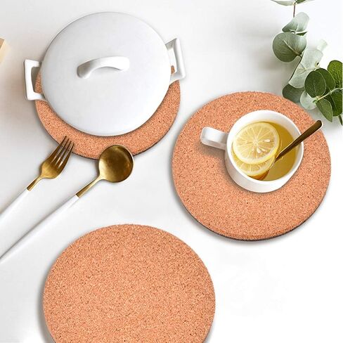 6" Cork Coasters, Round Cork & Plastic Plant Saucers for Gardening, Cork trivets for hot pots and Pans, Absorbent Cork mat for Wine, Coffee & Drinks, Cork Board for DIY Craft Supplies (Set of 2) in Kuwait