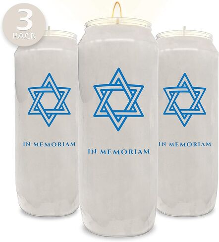 Ner Mitzvah 9 Day Yahrzeit Memorial Candles, 1 Pack - Plastic Jar - 7 Inch Tall Pillar Candles for Religious, Prayer and Vigil in Kuwait