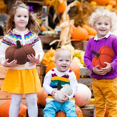 3 Pcs Crochet Pumpkin Faux Fall Pumpkins Knit Pumpkin Decor Halloween Crochet Handmade Pumpkins for Farmhouse Thanksgiving Harvest Wedding Table Centerpiece Kitchen Decor (Rustic Colors) in Saudi Arabia