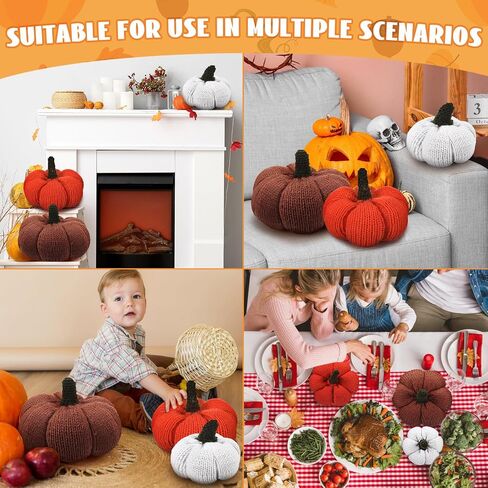 3 Pcs Crochet Pumpkin Faux Fall Pumpkins Knit Pumpkin Decor Halloween Crochet Handmade Pumpkins for Farmhouse Thanksgiving Harvest Wedding Table Centerpiece Kitchen Decor (Rustic Colors) in Saudi Arabia