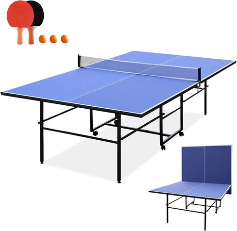 Portable Table Tennis Table,Foldable Ping Pong Game Set for Indoor/Outdoor,Ping Pong Table Top with Net,2Paddles and 3Balls,Table Tennis Set with Playback Mode,10 Minute Quick & Easy Assembly in Kuwait