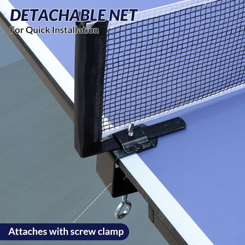 Portable Table Tennis Table,Foldable Ping Pong Game Set for Indoor/Outdoor,Ping Pong Table Top with Net,2Paddles and 3Balls,Table Tennis Set with Playback Mode,10 Minute Quick & Easy Assembly in Kuwait