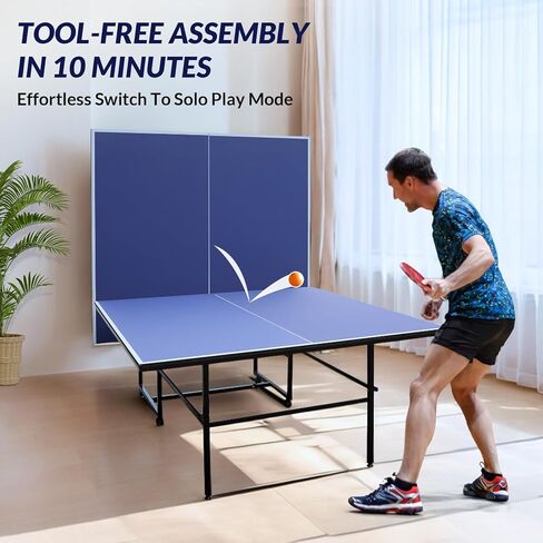 Portable Table Tennis Table,Foldable Ping Pong Game Set for Indoor/Outdoor,Ping Pong Table Top with Net,2Paddles and 3Balls,Table Tennis Set with Playback Mode,10 Minute Quick & Easy Assembly in Kuwait