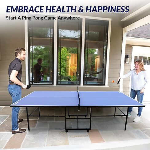 Portable Table Tennis Table,Foldable Ping Pong Game Set for Indoor/Outdoor,Ping Pong Table Top with Net,2Paddles and 3Balls,Table Tennis Set with Playback Mode,10 Minute Quick & Easy Assembly in Kuwait