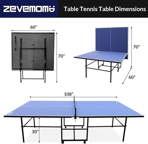 Portable Table Tennis Table,Foldable Ping Pong Game Set for Indoor/Outdoor,Ping Pong Table Top with Net,2Paddles and 3Balls,Table Tennis Set with Playback Mode,10 Minute Quick & Easy Assembly in Kuwait