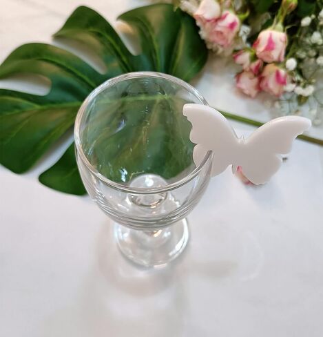 20pcs of Acrylic Drink Markers,Mirrored Butterfly Champagne Glass Markers,Blank Wedding Drink Charm,DIY Butterfly Place Names Wedding Favours in Saudi Arabia