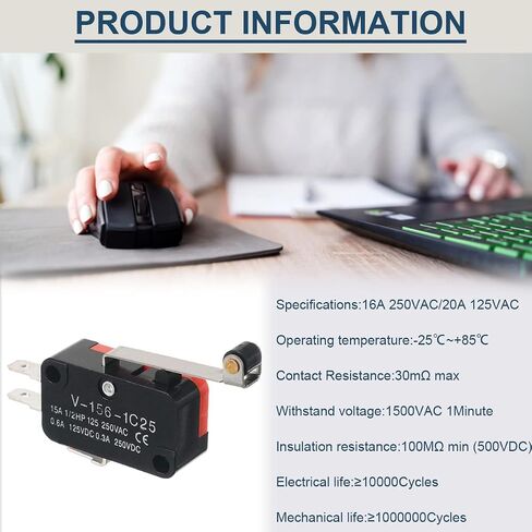 20 قطعة V-15-1C25 16A التبديل الجزئي 125 فولت/250 فولت المفاجئة عمل زر لحظة الحد التبديل الذاتي إعادة تعيين SPDT 1NO 1NC 3Pin لمفتاح فرن الميكروويف in Saudi Arabia