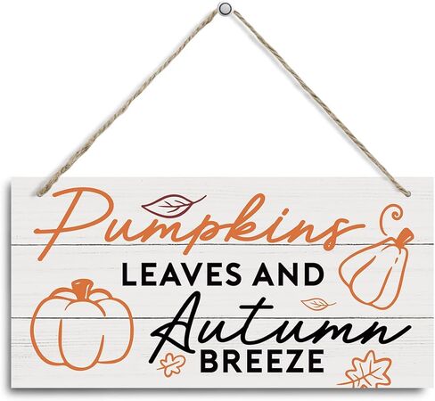 Hello Autumn Sign, Fall Decor Sign, Decorative Hanging Wall Plaque Wood Sign, Pumpkin Decor, Autumn Door Sign, Seasonal Home Decor, Autumn Fall Hanging Decor, Pumpkins Leaves and Autumn Breeze Sign in Saudi Arabia