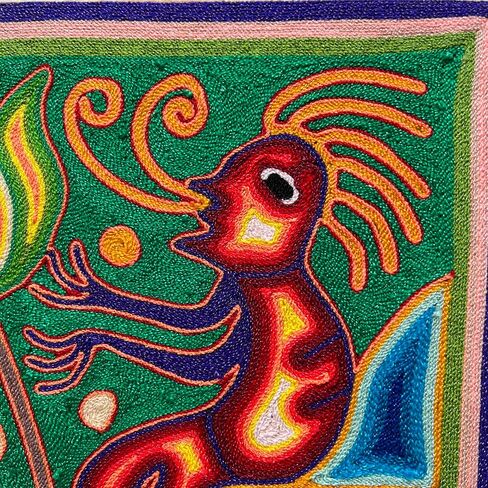 Mexico en la Piel Huichol Yarn Art Collection - Vibrant Wall Decor, 24x24 Inches - Colorful Wooden Painting Wall Art (Home) in Saudi Arabia