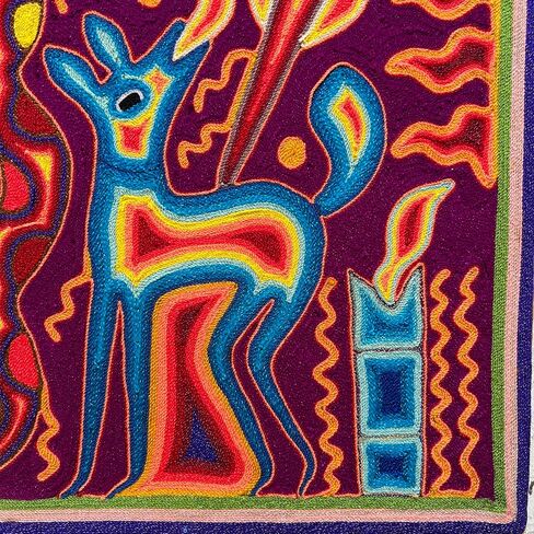 Mexico en la Piel Huichol Yarn Art Collection - Vibrant Wall Decor, 24x24 Inches - Colorful Wooden Painting Wall Art (Home) in Saudi Arabia