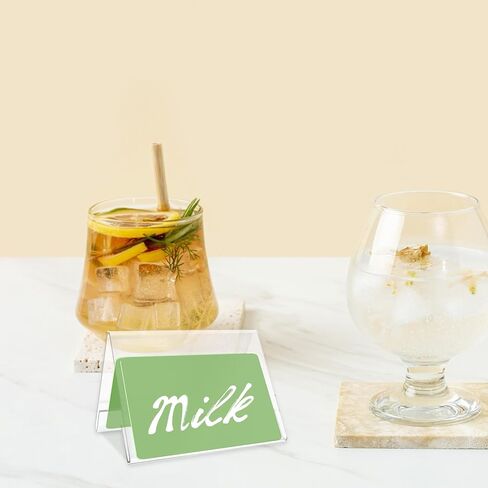 10 PCS Acrylic Table Tent Sign with 20 PCS Cards Coffee and Tea Sign Beverage Table Display Tent Signs Beverage Sign Set for Party Buffet Restaurant Banquet Wedding Indoor Outdoor 3.54 x 2.36'' in Kuwait