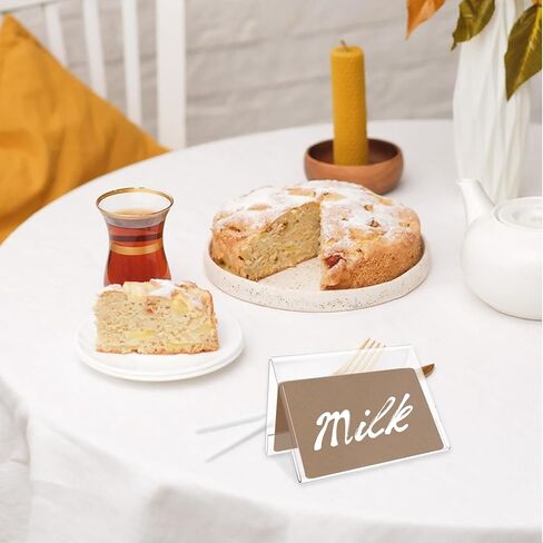 10 PCS Acrylic Table Tent Sign with 20 PCS Cards Coffee and Tea Sign Beverage Table Display Tent Signs Beverage Sign Set for Party Buffet Restaurant Banquet Wedding Indoor Outdoor 3.54 x 2.36'' in Kuwait