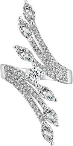 Wrap Ring s925 Sterling Silver Dainty Zirconia Adjustable Open Ring Promise Rings Birthday Jewelry Gifts for Women Her Mom Christmas in Saudi Arabia