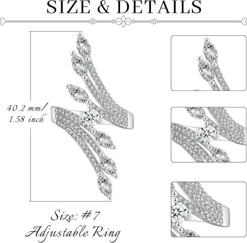Wrap Ring s925 Sterling Silver Dainty Zirconia Adjustable Open Ring Promise Rings Birthday Jewelry Gifts for Women Her Mom Christmas in Saudi Arabia