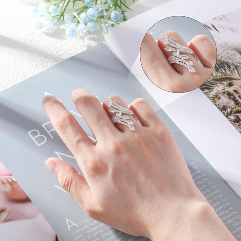 Wrap Ring s925 Sterling Silver Dainty Zirconia Adjustable Open Ring Promise Rings Birthday Jewelry Gifts for Women Her Mom Christmas in Saudi Arabia