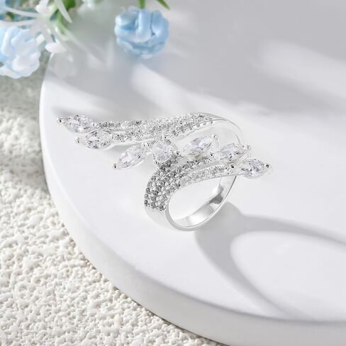 Wrap Ring s925 Sterling Silver Dainty Zirconia Adjustable Open Ring Promise Rings Birthday Jewelry Gifts for Women Her Mom Christmas in Saudi Arabia