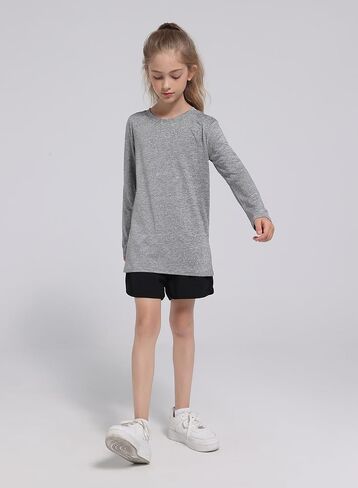 5 Pack: Youth Girls Long Sleeve Shirts Dry Fit Athletic T-Shirts Soft Active Performance Tees Tops for Kids Teens in Saudi Arabia