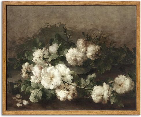 Vintage Floral Framed Canvas Wall Art for Bedroom Living Room Wall Decor, Roses in Vase Painting Framed Picture Art Prints, 8x10 Inch in Saudi Arabia