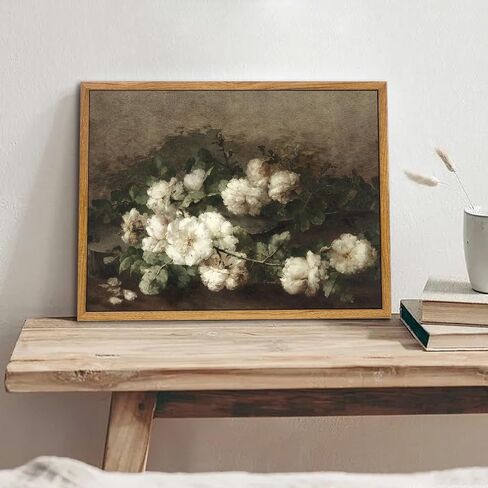 Vintage Floral Framed Canvas Wall Art for Bedroom Living Room Wall Decor, Roses in Vase Painting Framed Picture Art Prints, 8x10 Inch in Saudi Arabia