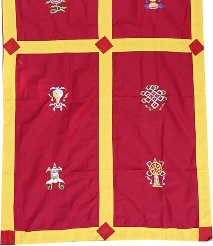 DharmaObjects Tibetan Buddhist 8 Lucky Symbols Door Curtain Wall Hanging Meditation Room (Blue) in Saudi Arabia
