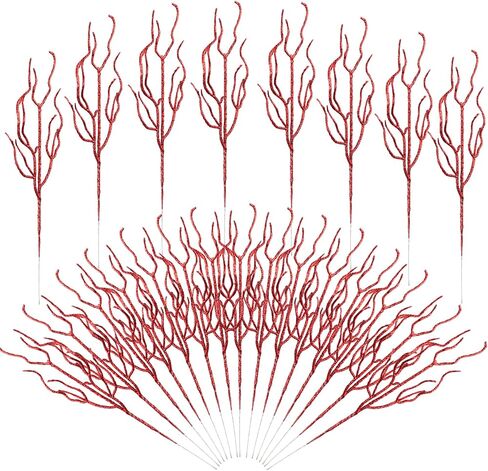 30 PCS Christmas Tree Filler Decorations, Glitter Christmas Tree Pick, Glitter Branches Vase Filler for Home Decor, Wedding Table Centerpiece, Xmas Holiday Party Decoration (Silver) in Saudi Arabia