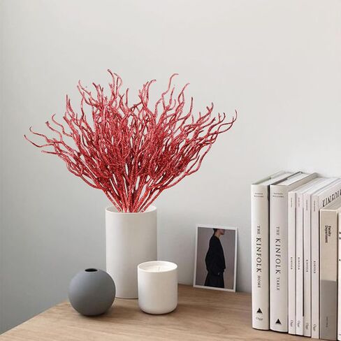 30 PCS Christmas Tree Filler Decorations, Glitter Christmas Tree Pick, Glitter Branches Vase Filler for Home Decor, Wedding Table Centerpiece, Xmas Holiday Party Decoration (Silver) in Saudi Arabia