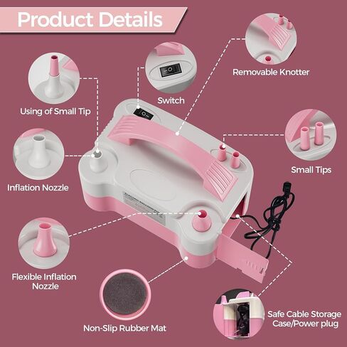 Balloon Pump - Electric Dual Nozzle Air Pump for Balloon, Portable Balloon Blower Save Time and Effort, Balloon Inflator for Parties and Decorations - 110V-120V, 600W in Saudi Arabia