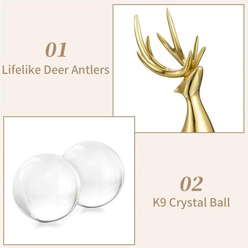 Sziqiqi Reindeer Figurine Statues Deluxe Set of 2, Christmas Deer Pure Copper Heavy Reindeer Ornaments for Home Decor Accents Living Room Office Bookself Tabletop Mantle Christmas Decoration, Gold in Saudi Arabia