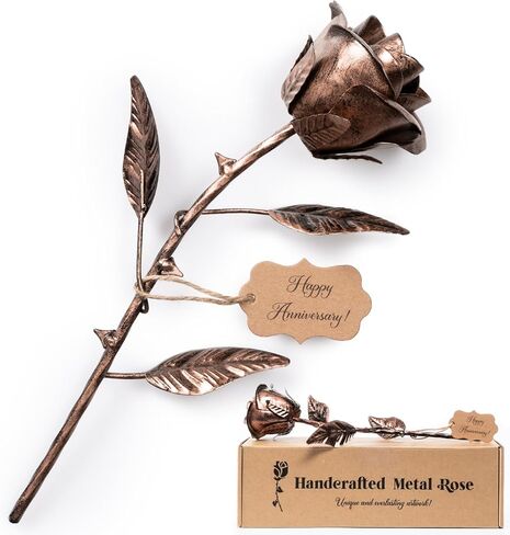 7 Year Anniversary Copper Gift for Her - Metal Rose Copper Gift for Wife 7th Anniversary, Handcrafted 22th Gift Wedding Anniversary, Everlasting Rose Copper Stained Gifts 7 Year Anniversary for Him in Kuwait