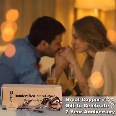 7 Year Anniversary Copper Gift for Her - Metal Rose Copper Gift for Wife 7th Anniversary, Handcrafted 22th Gift Wedding Anniversary, Everlasting Rose Copper Stained Gifts 7 Year Anniversary for Him in Kuwait