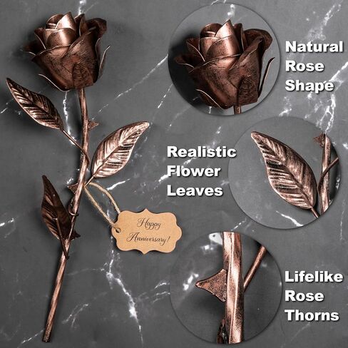 7 Year Anniversary Copper Gift for Her - Metal Rose Copper Gift for Wife 7th Anniversary, Handcrafted 22th Gift Wedding Anniversary, Everlasting Rose Copper Stained Gifts 7 Year Anniversary for Him in Kuwait
