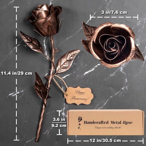 7 Year Anniversary Copper Gift for Her - Metal Rose Copper Gift for Wife 7th Anniversary, Handcrafted 22th Gift Wedding Anniversary, Everlasting Rose Copper Stained Gifts 7 Year Anniversary for Him in Kuwait