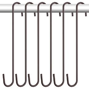 6 Pack heavy duty s hooks,Brown strong metal big hooks for hanging plants or large items as potted plants,garden tools,bird cages,animal feeders