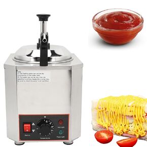 110V Nacho Sauce Cheese Warmer with Dispenser Pump, Ketchup Condiment Stainless Steel Pump Dispenser 2L/2.2QT Single Heads Hot Fudge Heater for Sauce Chocolate Caramel
